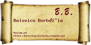 Belovics Borbála névjegykártya