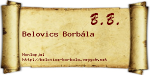 Belovics Borbála névjegykártya